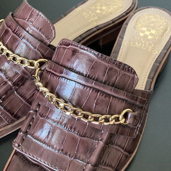 Vince Camuto Women's Jenivey Chain-Link Kitten-Heel Sandals Brown NWOT size 5 - Picture 9 of 13